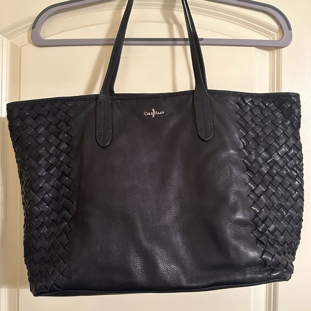 Cole Haan black woven tote